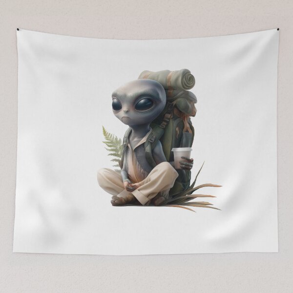 Item preview, Stylized Alien Character Resting Outdoors designed and sold by CreativeLarysa.
