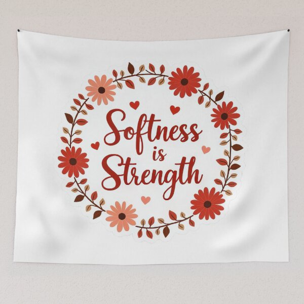 Item preview, Softness Is Strength Sticker – Feminist Floral Affirmation Quote designed and sold by Pixel  Playground.