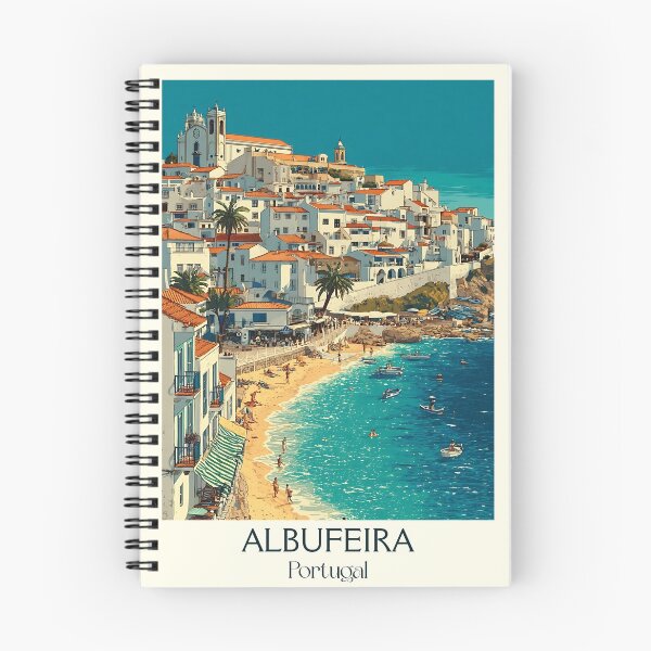Item preview, Albufeira Portugal Travel Poster - Algarve Beach Town Mediterranean Coastal Art Print designed and sold by TuncGK.