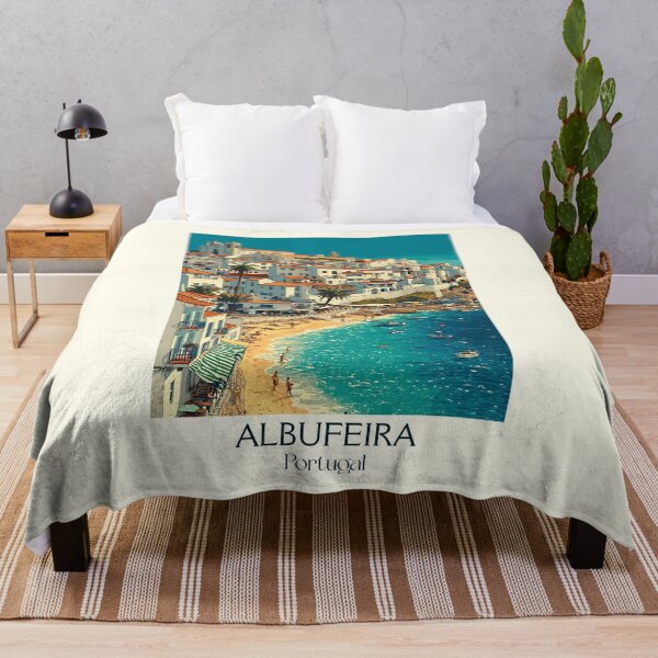 Item preview, Albufeira Portugal Travel Poster - Algarve Beach Town Mediterranean Coastal Art Print designed and sold by TuncGK.