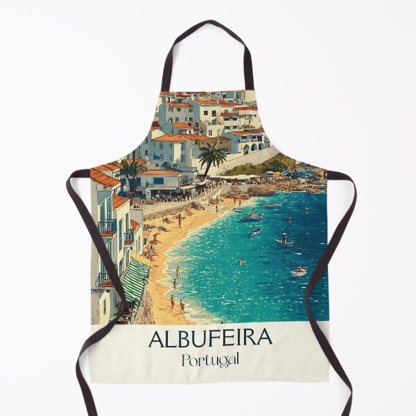 Item preview, Albufeira Portugal Travel Poster - Algarve Beach Town Mediterranean Coastal Art Print designed and sold by TuncGK.