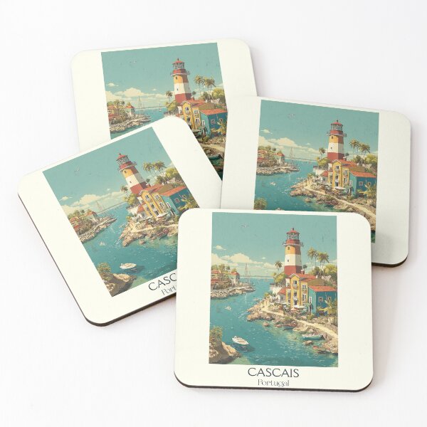 Item preview, Cascais Portugal Beach Resort Poster - Lighthouse Coastal Town Lisbon Riviera Art designed and sold by TuncGK.