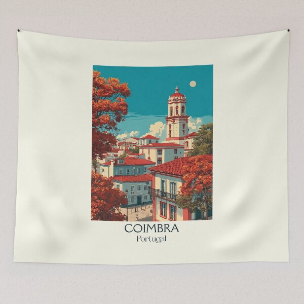 Item preview, Coimbra Portugal University City Poster - Historic Hillside Academic Town Travel Art designed and sold by TuncGK.