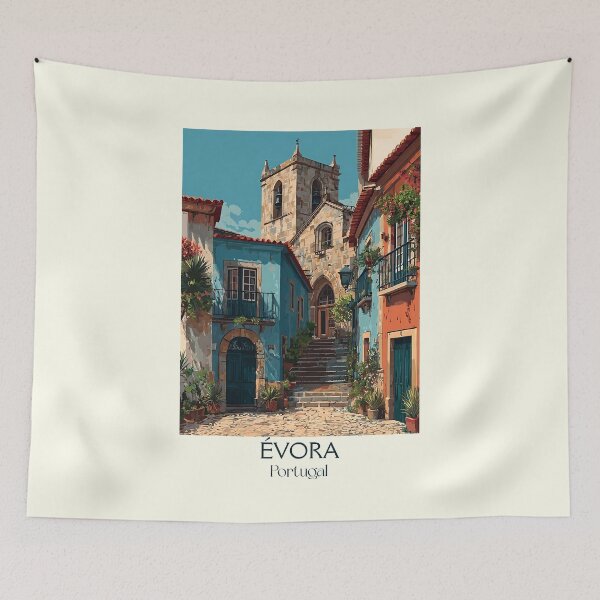 Item preview, Évora Portugal Historic Streets Poster - Alentejo UNESCO Heritage Town Travel Art designed and sold by TuncGK.