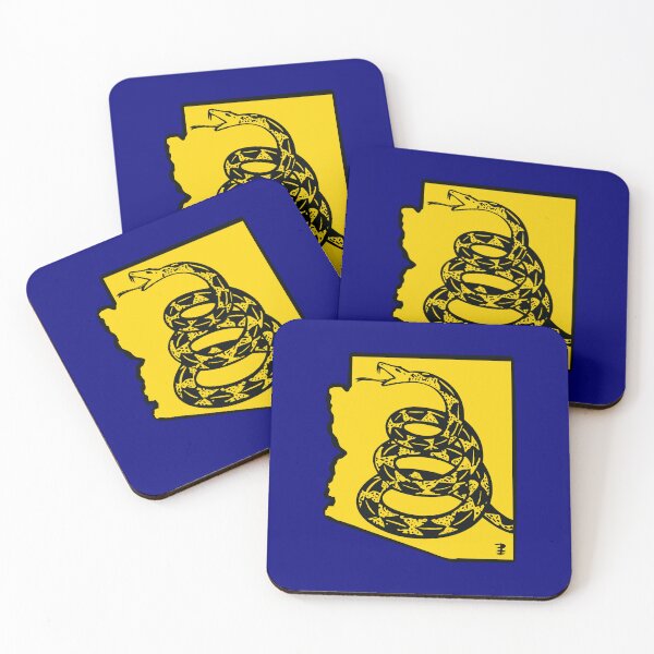 Item preview, ARIZONAN  - Libertarian - Don't Tread On Me Gadsden Snake on  ARIZONA Map on Blue default background, #020279  designed and sold by pelagio.