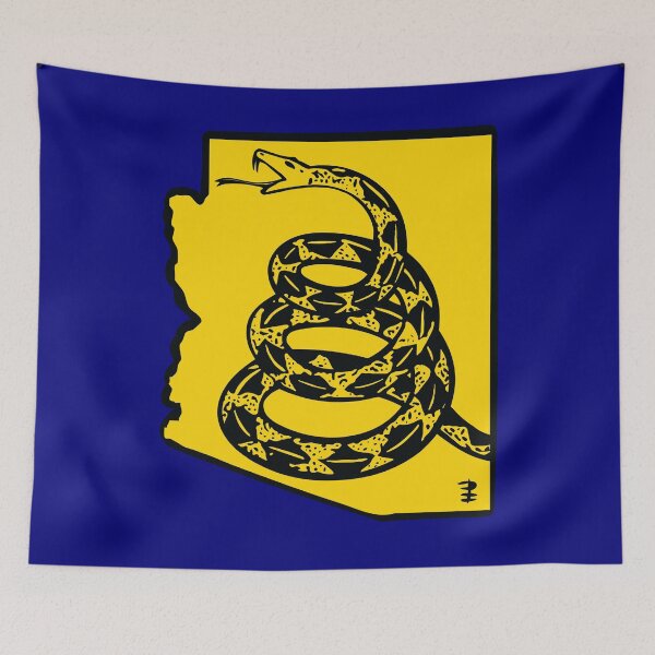Item preview, ARIZONAN  - Libertarian - Don't Tread On Me Gadsden Snake on  ARIZONA Map on Blue default background, #020279  designed and sold by pelagio.