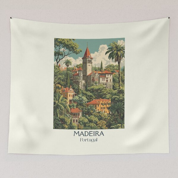 Item preview, Madeira Portugal Island Paradise Poster - Atlantic Garden Tropical Travel Art Print designed and sold by TuncGK.