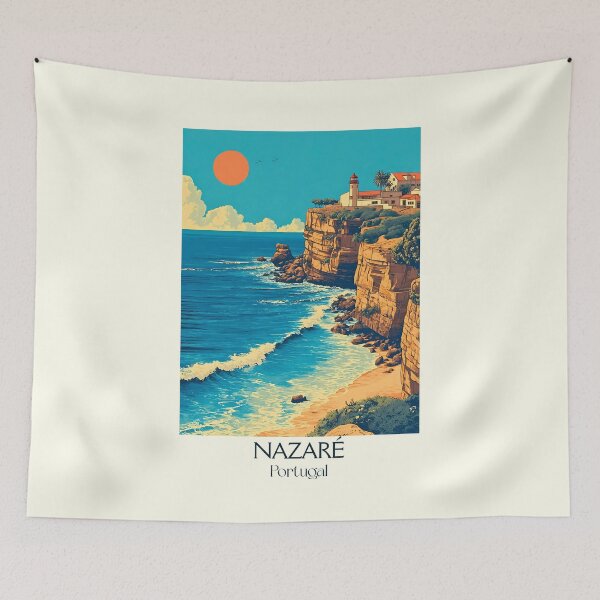 Item preview, Nazaré Portugal Giant Waves Poster - Surf Capital Beach Town Fishing Village Travel Art designed and sold by TuncGK.