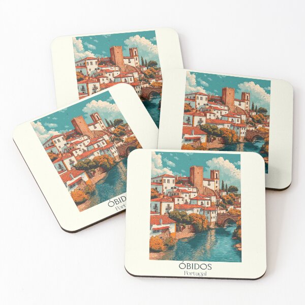 Item preview, Óbidos Portugal Medieval Walled Town Poster - Castle Village Romantic Portuguese Travel Art designed and sold by TuncGK.