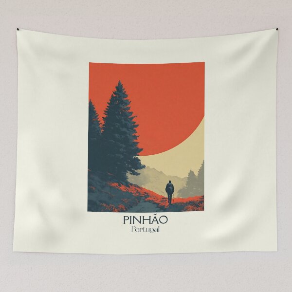 Item preview, Pinhão Portugal Douro Wine Village Poster - Minimalist Sunset Valley Portuguese Travel Art designed and sold by TuncGK.