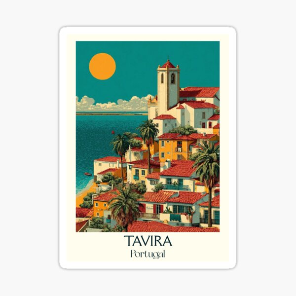 Item preview, Tavira Portugal Hidden Algarve Poster - Authentic Fishing Town Church Spires Travel Art designed and sold by TuncGK.