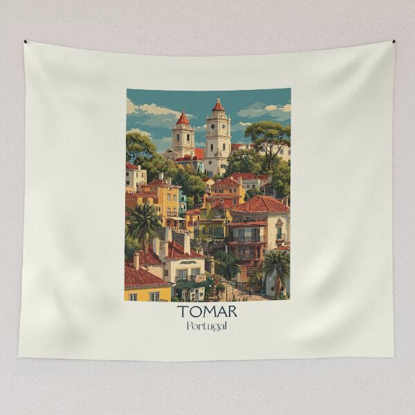 Item preview, Tomar Portugal Knights Templar Poster - Historic Castle Convent UNESCO Travel Art Print designed and sold by TuncGK.