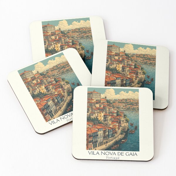 Item preview, Vila Nova de Gaia Portugal Port Wine Cellars Poster - Porto Riverside Historic Lodge Travel Art designed and sold by TuncGK.