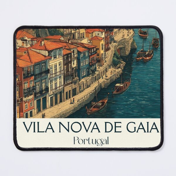 Item preview, Vila Nova de Gaia Portugal Port Wine Cellars Poster - Porto Riverside Historic Lodge Travel Art designed and sold by TuncGK.