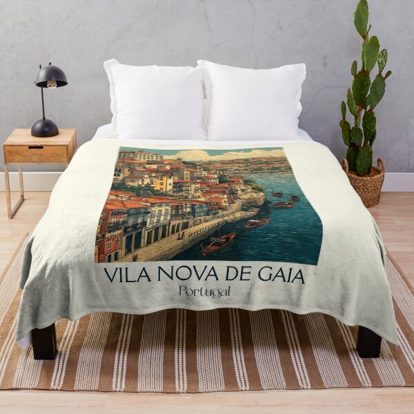 Item preview, Vila Nova de Gaia Portugal Port Wine Cellars Poster - Porto Riverside Historic Lodge Travel Art designed and sold by TuncGK.