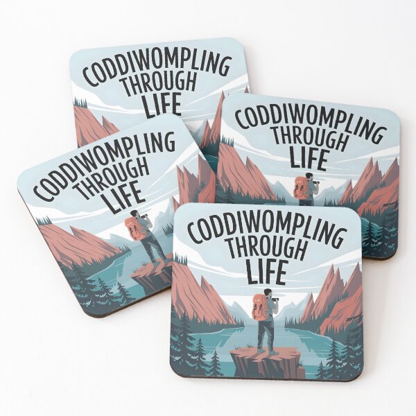 Item preview, Coddiwompling Through Life – Hiker with Telescope on Rocky Valley designed and sold by EmeraldeaArt.