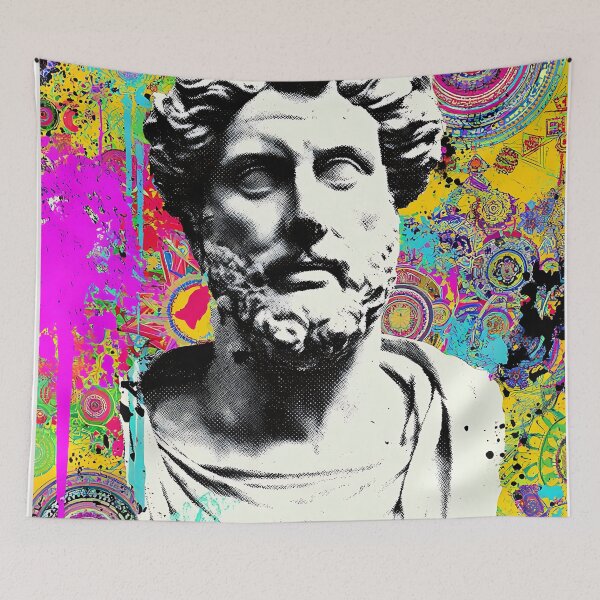 Item preview, Stoic Mandala - Ancient Statue and Sacred Geometry. designed and sold by KrisG-Art.