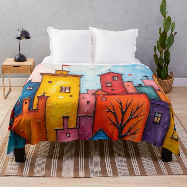 Item preview, Whimsical Cityscape in Bold Colors designed and sold by ReachForArt.