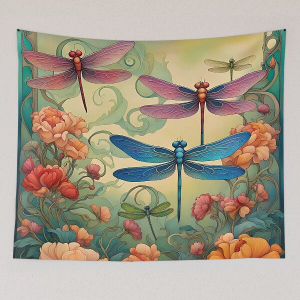 Item preview, Dragonflies In Romantic Ninfa Garden II designed and sold by Glimmersmith.