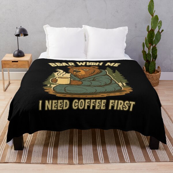 Item preview, Bear With Me, I Need Coffee First – Grumpy Bear Camping Design designed and sold by PrintHorizonD.