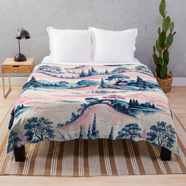 Item preview, Toile de Jouy Blue and Pink Forest Pattern designed and sold by elissiart.