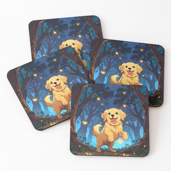 Item preview, Magical Golden Retriever in Enchanted Forest – Cute Fantasy Dog Art designed and sold by TheArtOfChaa.