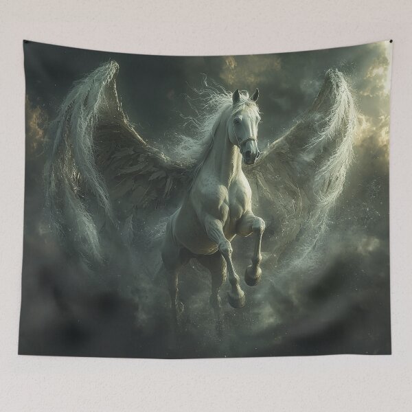 Item preview, Flying White Horse Pegasus in Dark Stormy Clouds  designed and sold by CritterWisdom.
