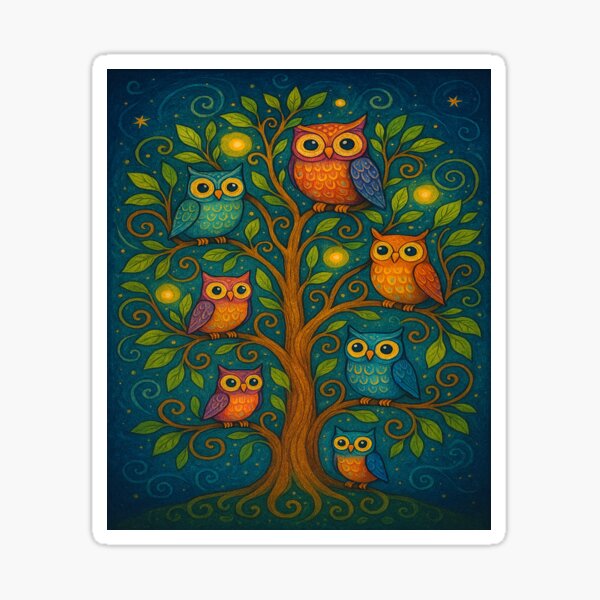 Item preview, Whimsical Owls in a Tree of Life designed and sold by alw951.