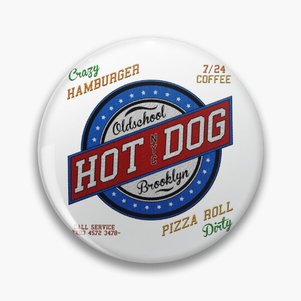 Item preview, oldschool hot dog nyc brooklyn hamburger cafe badge embroidery iron patch textured graphic artwork designed and sold by hayrpictures.