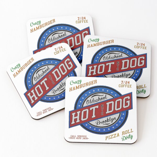 Item preview, oldschool hot dog nyc brooklyn hamburger cafe badge embroidery iron patch textured graphic artwork designed and sold by hayrpictures.