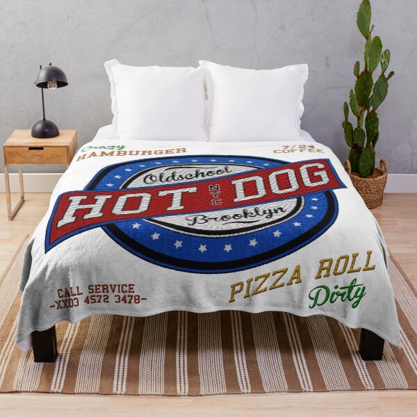 Item preview, oldschool hot dog nyc brooklyn hamburger cafe badge embroidery iron patch textured graphic artwork designed and sold by hayrpictures.