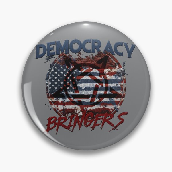 Item preview, democracy bringers - pentagram star with worn out american flag on dirty united states map badge embroidery iron patch textured graphic artwork designed and sold by hayrpictures.