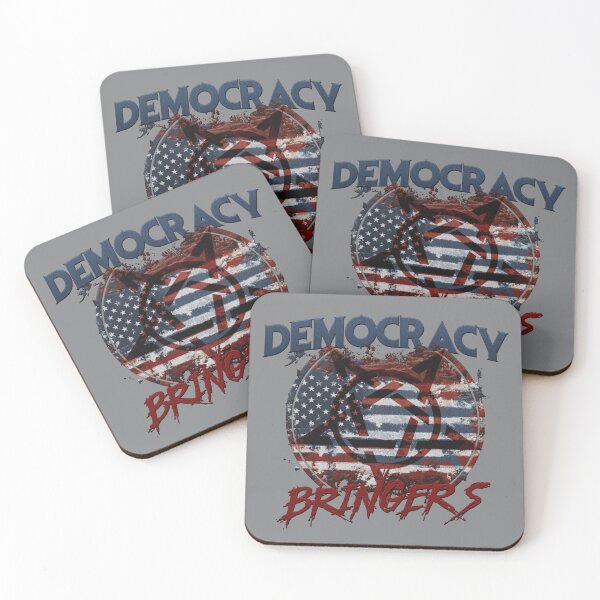 Item preview, democracy bringers - pentagram star with worn out american flag on dirty united states map badge embroidery iron patch textured graphic artwork designed and sold by hayrpictures.
