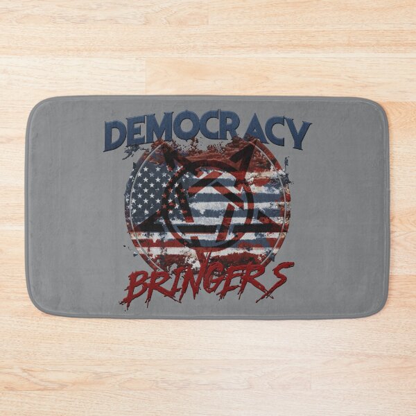 Item preview, democracy bringers - pentagram star with worn out american flag on dirty united states map badge embroidery iron patch textured graphic artwork designed and sold by hayrpictures.