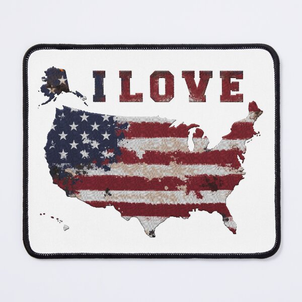 Item preview, i love america - splash american flag on grunge united states map badge embroidery iron patch textured graphic artwork designed and sold by hayrpictures.