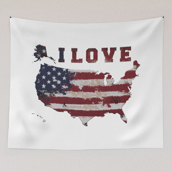 Item preview, i love america - splash american flag on grunge united states map badge embroidery iron patch textured graphic artwork designed and sold by hayrpictures.