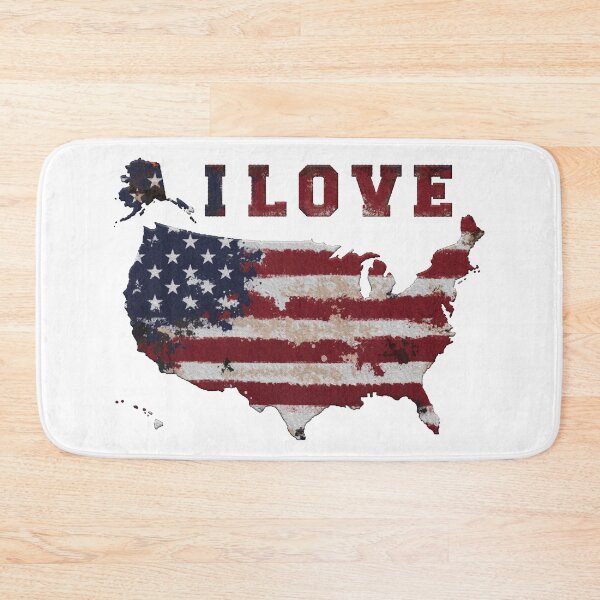 Item preview, i love america - splash american flag on grunge united states map badge embroidery iron patch textured graphic artwork designed and sold by hayrpictures.