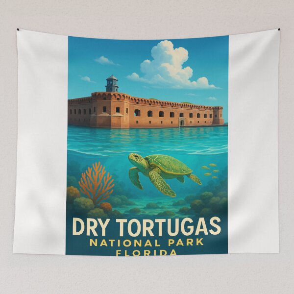 Item preview, Sea Turtle and Fort Jefferson at Dry Tortugas National Park designed and sold by Places On Earth.