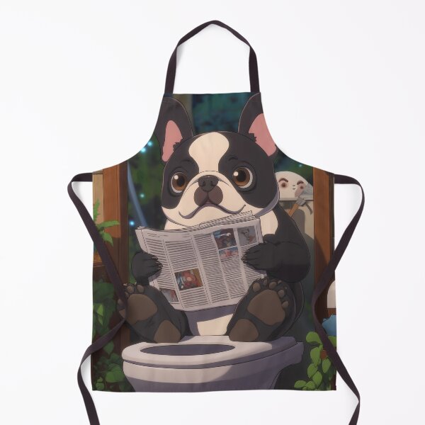Item preview, Animal Toilet Curious French Bulldog Enjoys Midnight Bathroom Newspaper Ritual designed and sold by mildaclairmo.