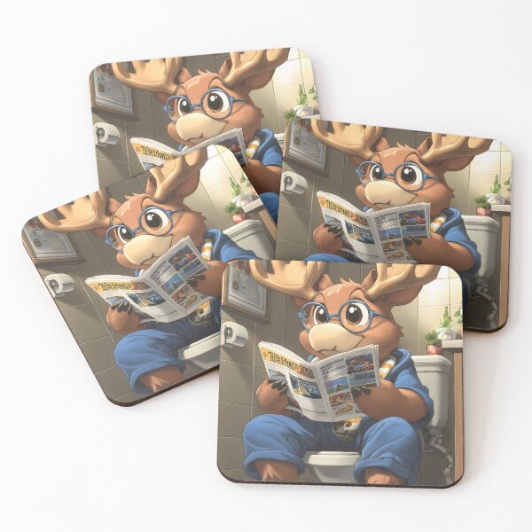 Item preview, Animal Toilet Studious Moose Relishes Quiet Cozy Bathroom Newspaper Reading designed and sold by mildaclairmo.
