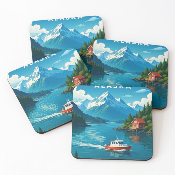 Item preview,  Boat Cruising in Halibut Cove with Alaskan Peaks designed and sold by Places On Earth.
