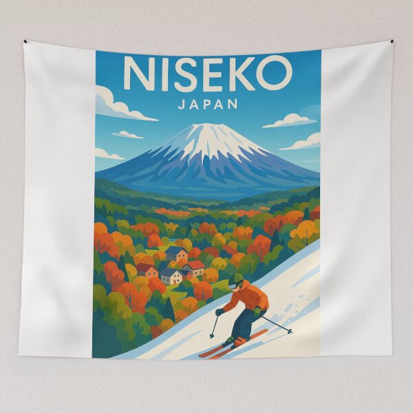 Item preview, Ski Slopes and Autumn Forest in Niseko, Japan designed and sold by Places On Earth.