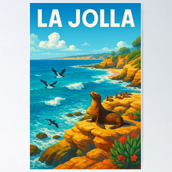 Aperçu de l'œuvre Les otaries de La Jolla sur la côte californienne créée et vendue par Places On Earth.