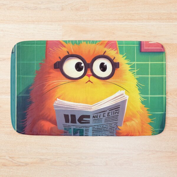 Item preview, Animal Toilet Posh Round-Eyed Persian Cat Reads Warm Candlelit Bathroom Newspaper designed and sold by mildaclairmo.