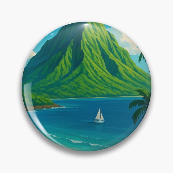 Item preview, Coastal Peaks and Sailboat off Réunion Island designed and sold by Aryabek.