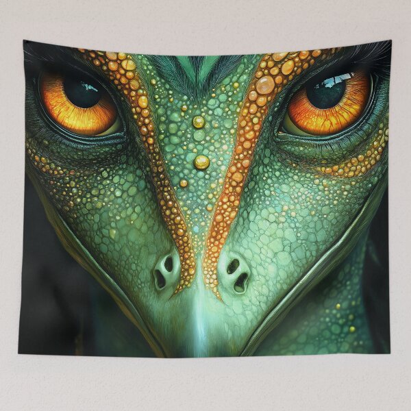 Item preview, Alien Bird with Scaled Face and Golden Orange Eyes in Surreal Light designed and sold by juniorcastros.