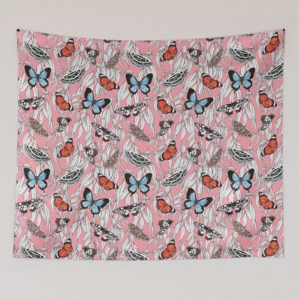 Item preview, Australian Butterflies and Gum Leaves on Pink designed and sold by Nadya Neklioudova.