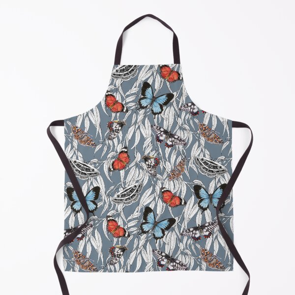 Item preview, Australian Butterflies and Gum Leaves on Dusky Blue designed and sold by Nadya Neklioudova.