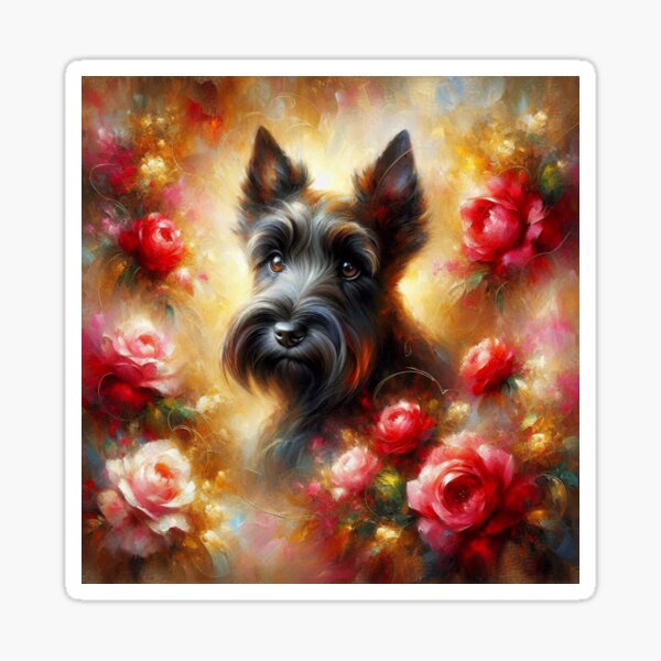 Item preview, Scottish Terrier Elegance Vibrant Floral Masterpiece designed and sold by Wags & Tails.
