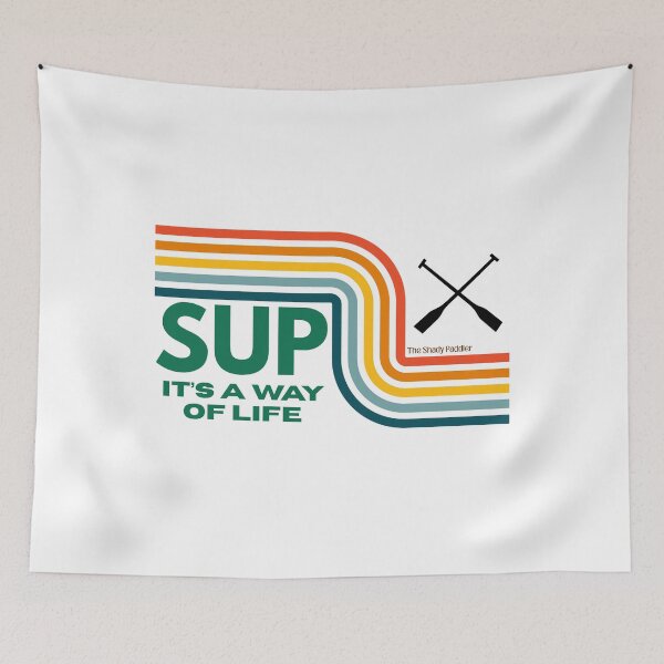 Item preview, SUP It’s a Way of Life  Retro Rainbow Paddleboard Design designed and sold by The Shady Paddler.